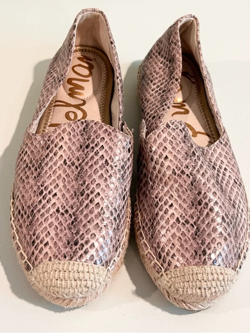 Sam Edelman Metallic Nude Espadrille Flats Slip On Jute Summer Shoes 7